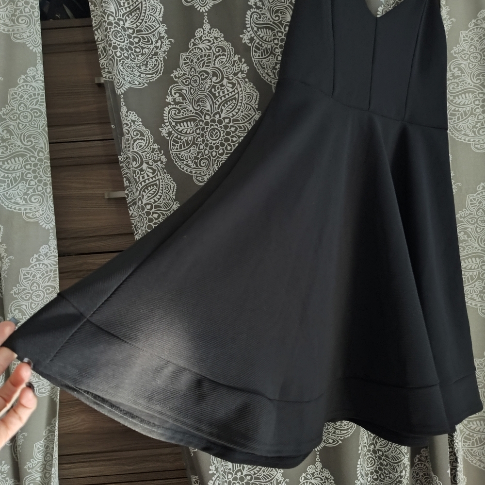 Classic little black dress US sm polyester mini dress adjustable straps side zip